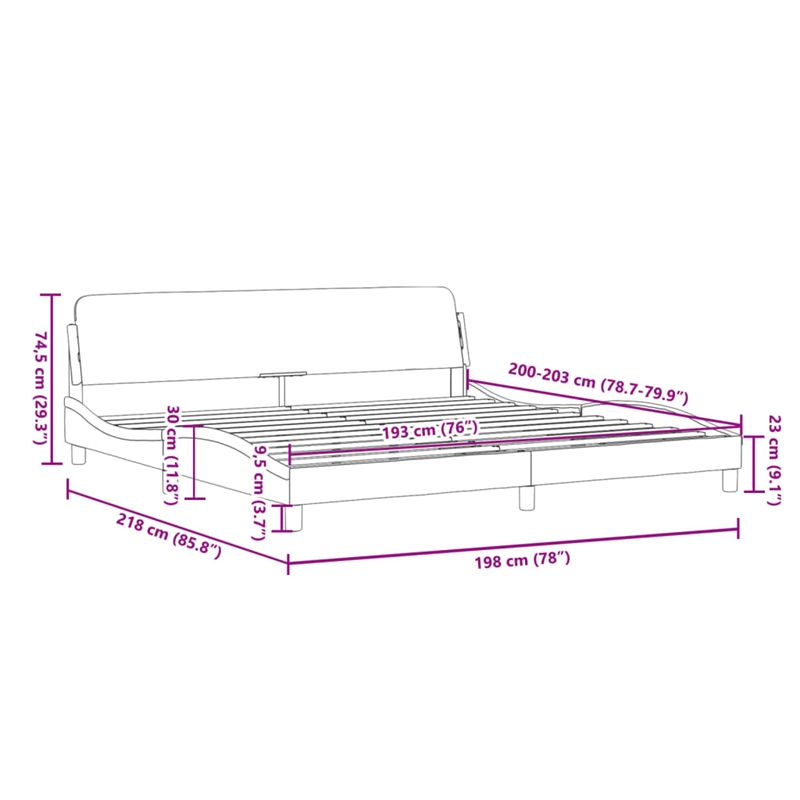 vidaXL Cal King/Double Bed Frame Without Mattress in Dark Grey