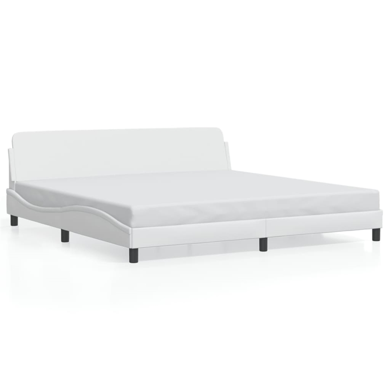 vidaXL Engineered Wood Faux Leather Full Bed Frame in White