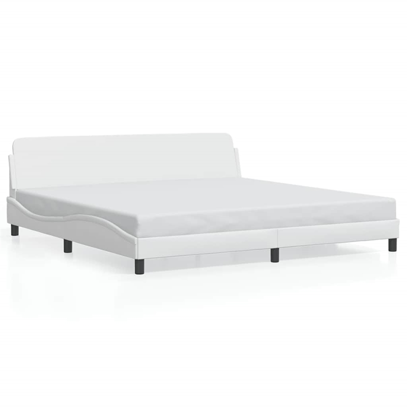 vidaXL Engineered Wood Faux Leather Full Bed Frame in White
