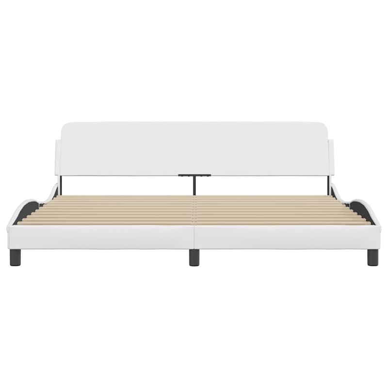 vidaXL Engineered Wood Faux Leather Full Bed Frame in White
