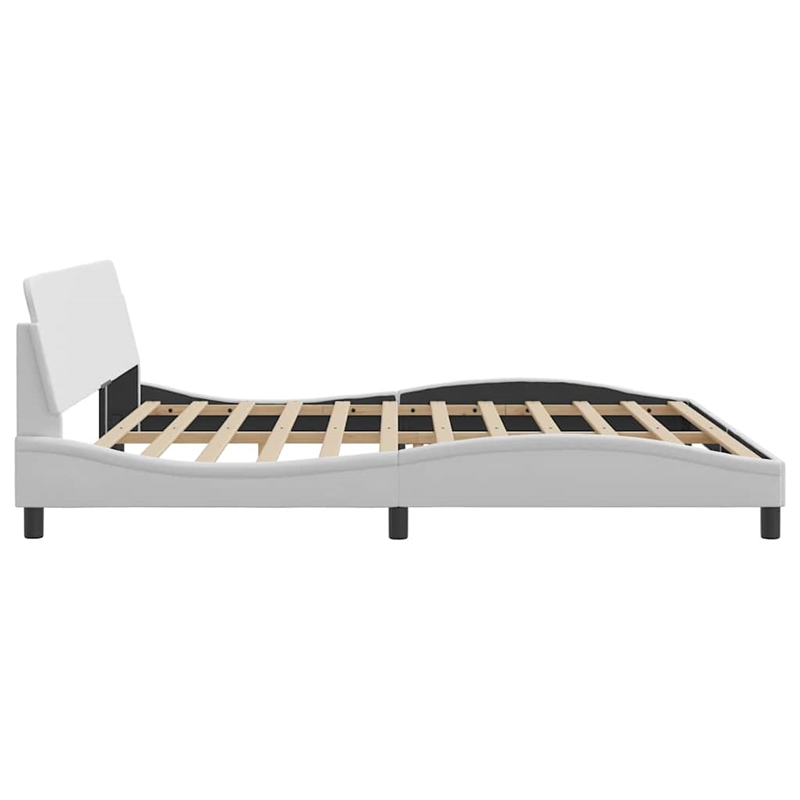 vidaXL Engineered Wood Faux Leather Full Bed Frame in White
