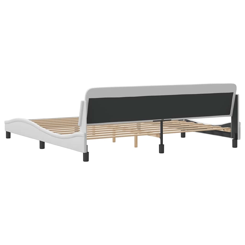 vidaXL Engineered Wood Faux Leather Full Bed Frame in White