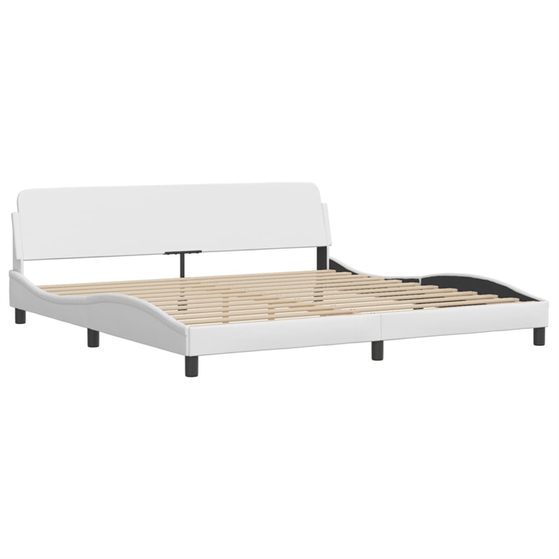 vidaXL Engineered Wood Faux Leather Full Bed Frame in White