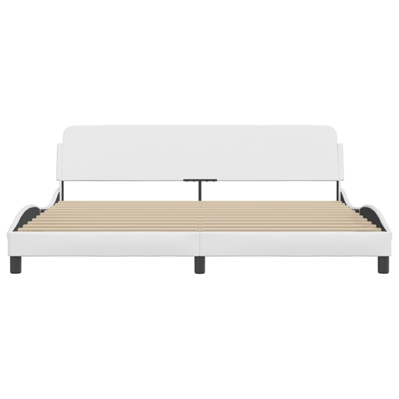 vidaXL Engineered Wood Faux Leather Full Bed Frame in White