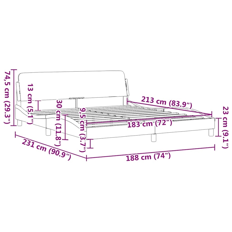 vidaXL California Bed Frame in Light Gray