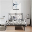 vidaXL Powder-Coated Steel Single Bed Frame in Black