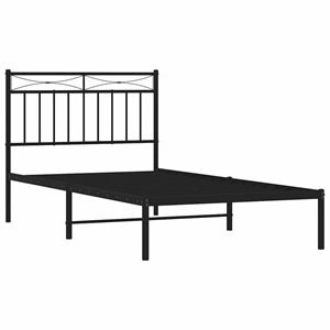 vidaXL Powder-Coated Steel Single Bed Frame in Black