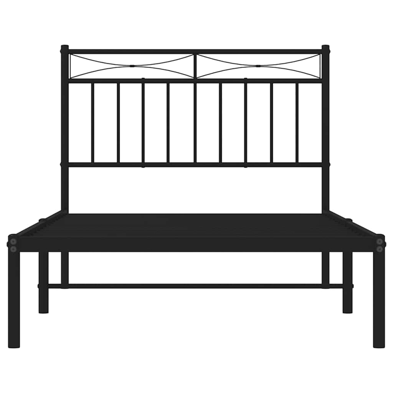 vidaXL Powder-Coated Steel Single Bed Frame in Black