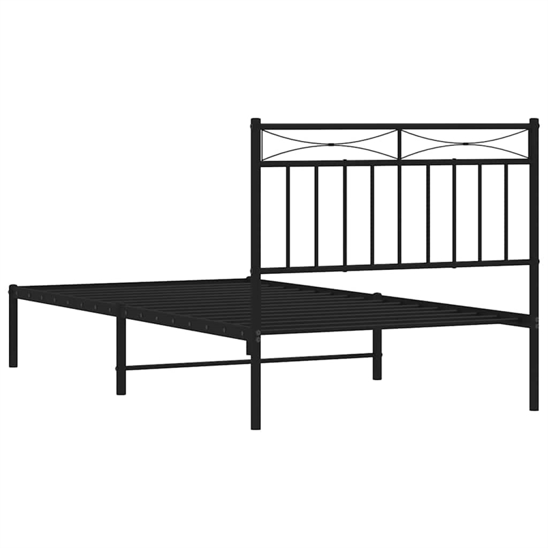 vidaXL Powder-Coated Steel Single Bed Frame in Black