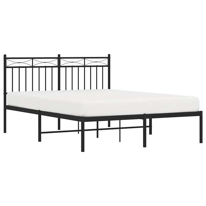 vidaXL Rectangular Traditional Steel Full Bed Frame in Black