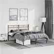 vidaXL Rectangular Traditional Steel Full Bed Frame in Black