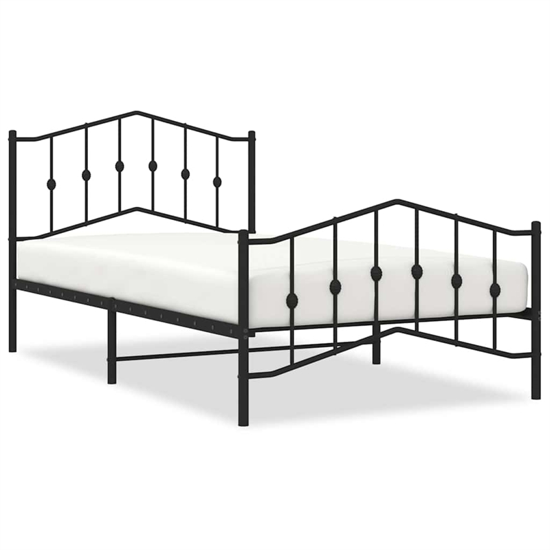 vidaXL Powder-Coated Steel Twin Bed Frame in Black