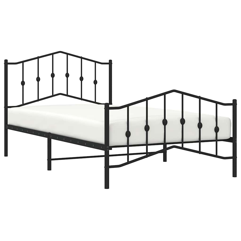 vidaXL Powder-Coated Steel Twin Bed Frame in Black