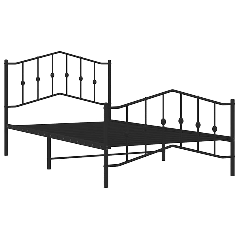 vidaXL Powder-Coated Steel Twin Bed Frame in Black