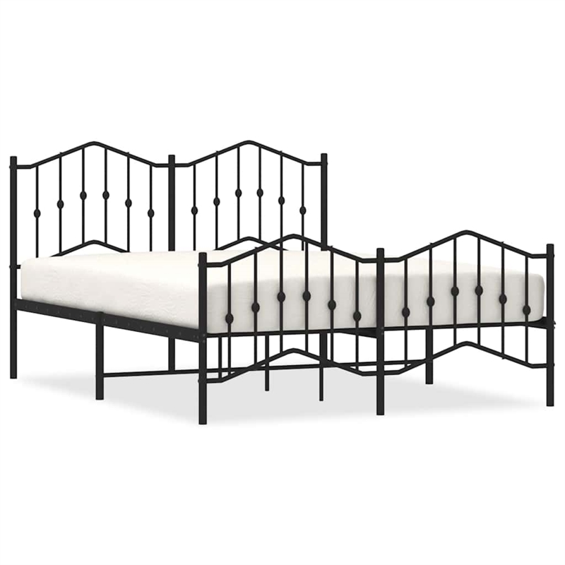 vidaXL Powder-Coated Steel King Bed Frame in Black