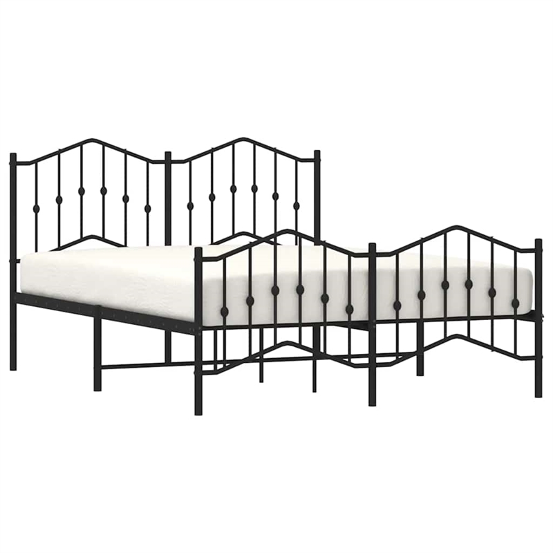 vidaXL Powder-Coated Steel King Bed Frame in Black