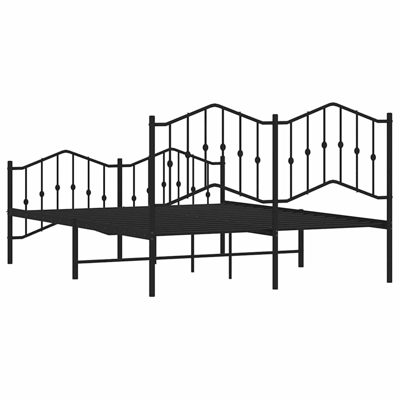 vidaXL Powder-Coated Steel King Bed Frame in Black
