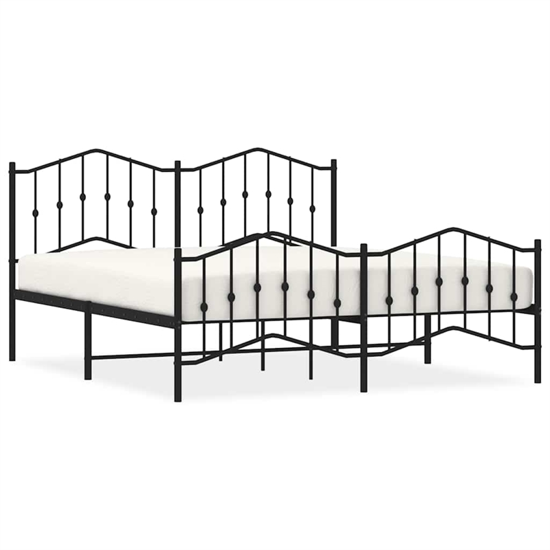 vidaXL Rectangular Steel Cal King/Double Bed Frame in Black