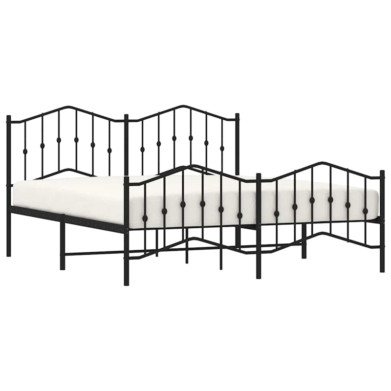 vidaXL Rectangular Steel Cal King/Double Bed Frame in Black