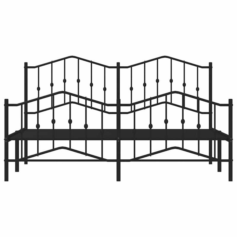 vidaXL Rectangular Steel Cal King/Double Bed Frame in Black