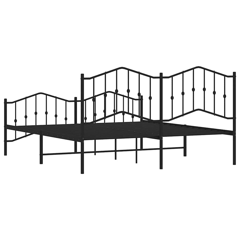 vidaXL Rectangular Steel Cal King/Double Bed Frame in Black