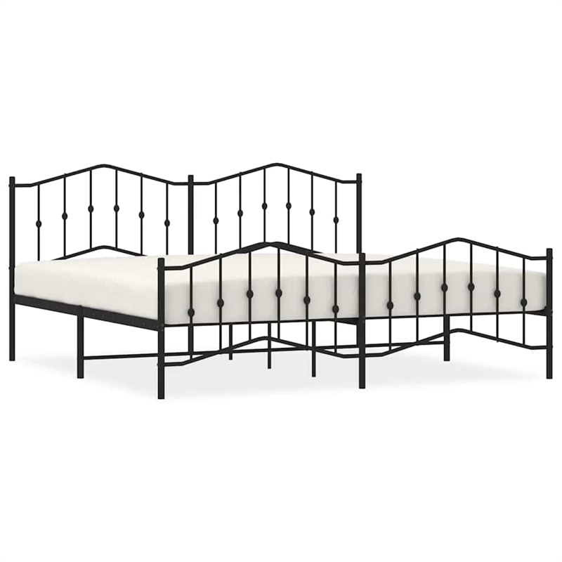 vidaXL Powder-Coated Steel King/Double Bed Frame in Black
