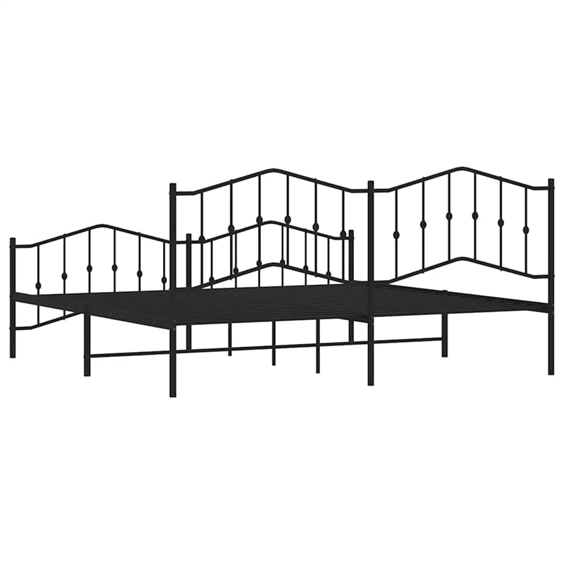 vidaXL Powder-Coated Steel King/Double Bed Frame in Black