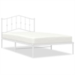 vidaXL Rectangular Powder-Coated Steel Twin Bed Frame in White