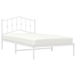 vidaXL Rectangular Powder-Coated Steel Twin Bed Frame in White