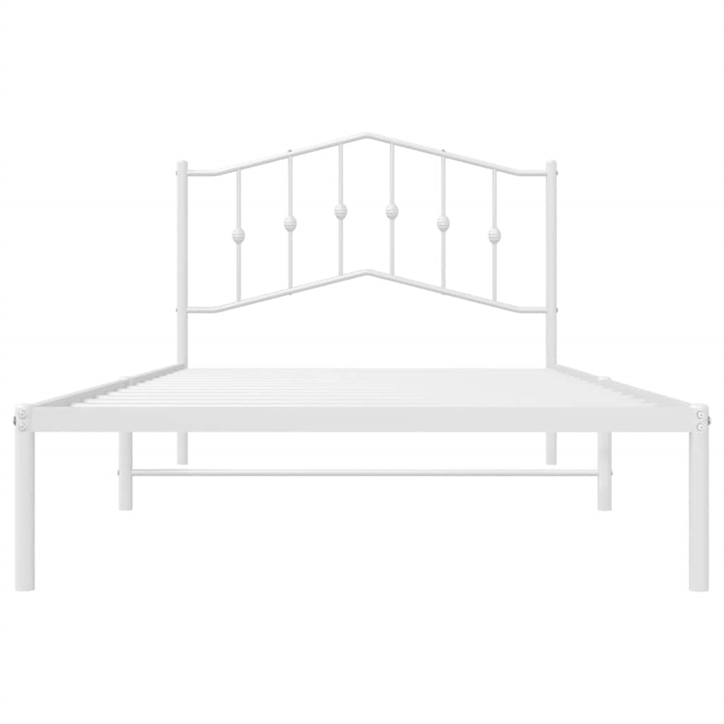 vidaXL Rectangular Powder-Coated Steel Twin Bed Frame in White