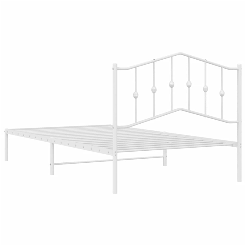 vidaXL Rectangular Powder-Coated Steel Twin Bed Frame in White