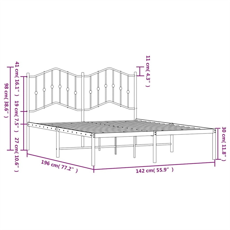 vidaXL Rectangular 53 x 75 Bed Frame in White