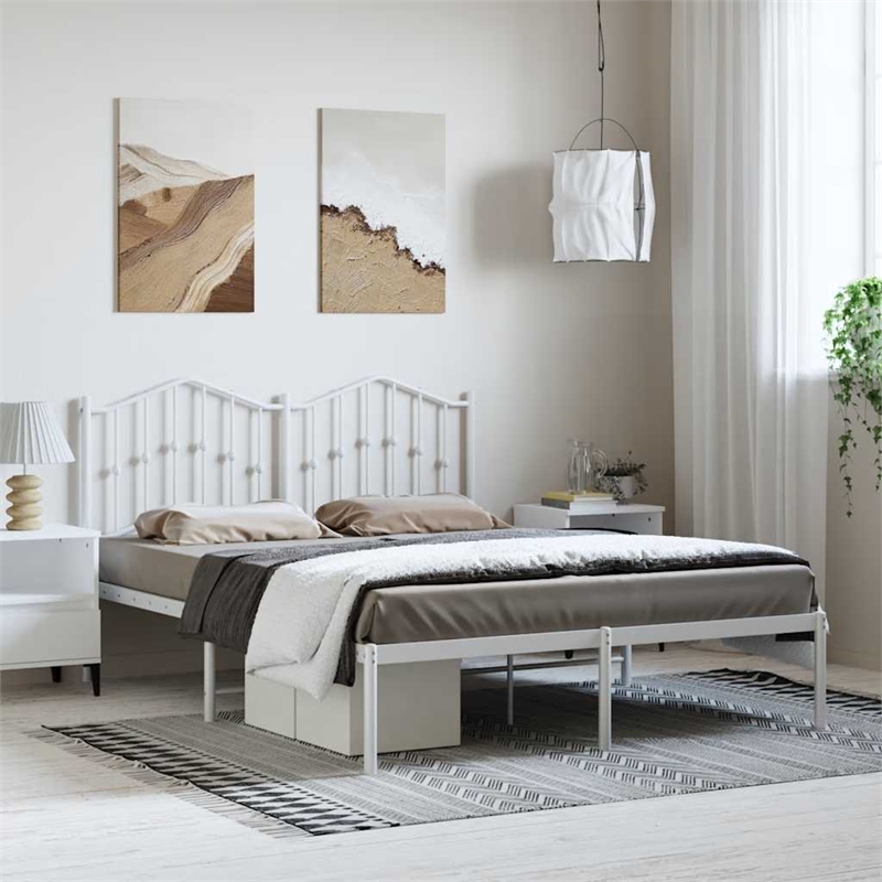 vidaXL Rectangular 53 x 75 Bed Frame in White