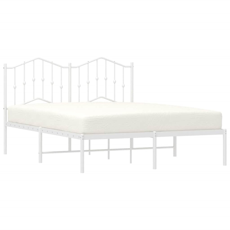 vidaXL Powder-Coated Steel King Size Bed Frame in White