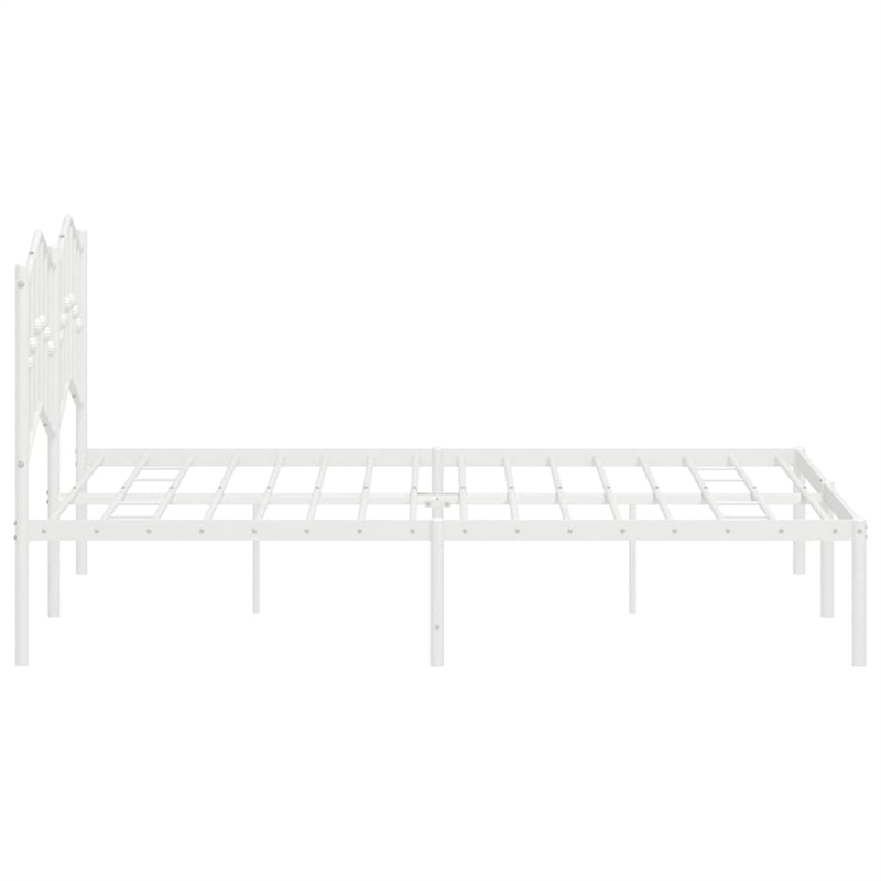 vidaXL Powder-Coated Steel King Size Bed Frame in White