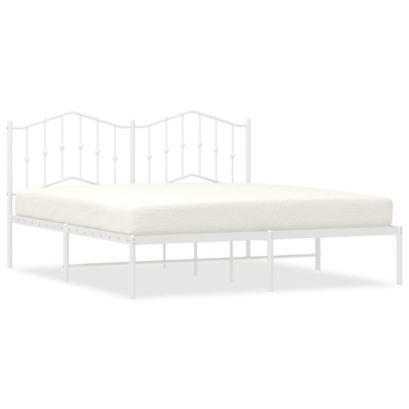vidaXL 72 x 84 Steel Bed Frame in White