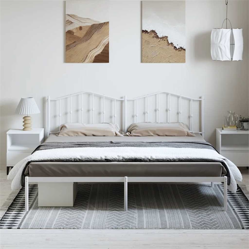 vidaXL 72 x 84 Steel Bed Frame in White