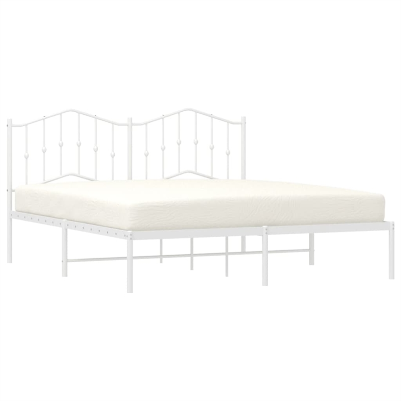 vidaXL 72 x 84 Steel Bed Frame in White