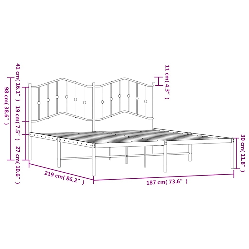 vidaXL 72 x 84 Steel Bed Frame in White