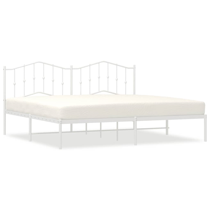 vidaXL 76.0 x 80.0 Rectangular Steel Bed Frame in White