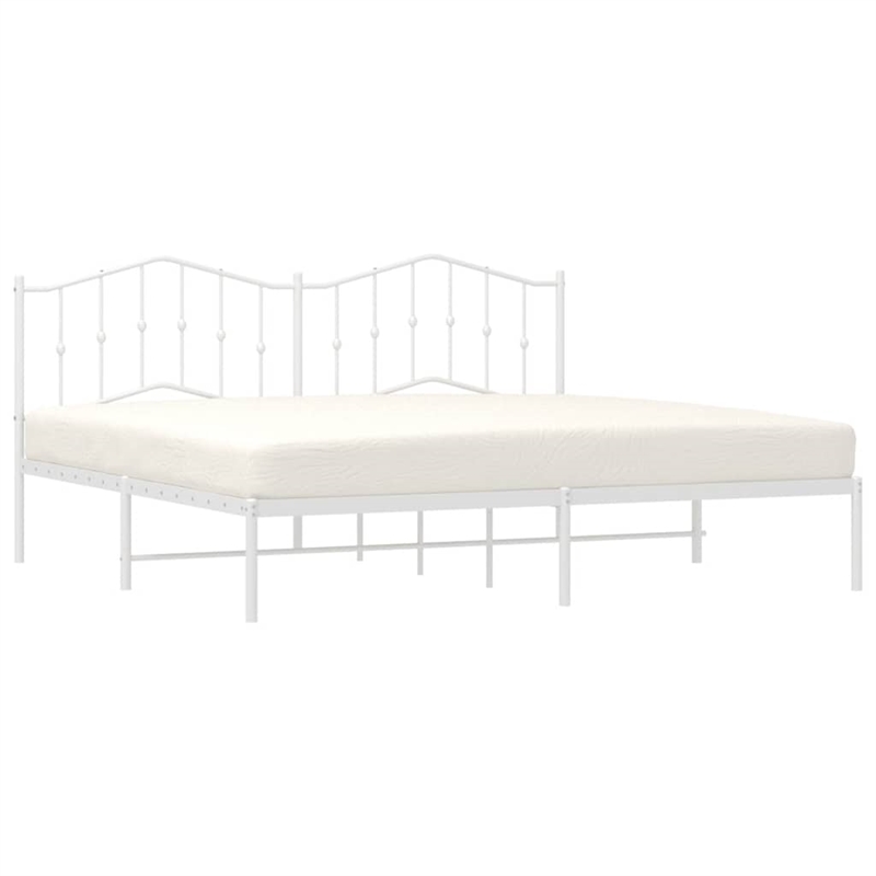 vidaXL 76.0 x 80.0 Rectangular Steel Bed Frame in White