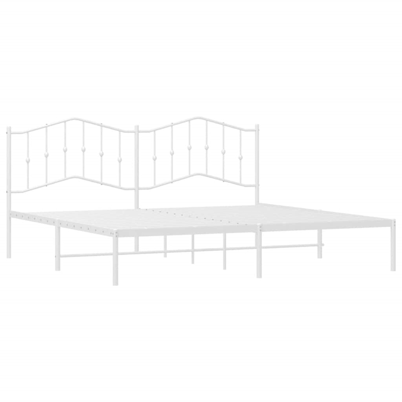 vidaXL 76.0 x 80.0 Rectangular Steel Bed Frame in White