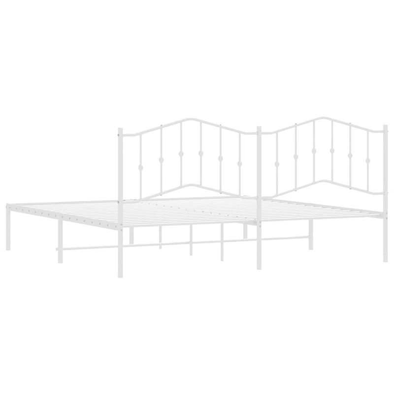 vidaXL 76.0 x 80.0 Rectangular Steel Bed Frame in White