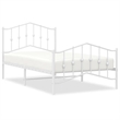 vidaXL Rectangular Powder-Coated Steel Twin Bed Frame in White