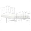 vidaXL Rectangular Powder-Coated Steel Twin Bed Frame in White