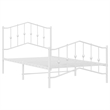 vidaXL Rectangular Powder-Coated Steel Twin Bed Frame in White