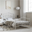 vidaXL Rectangular Powder-Coated Steel Twin Bed Frame in White