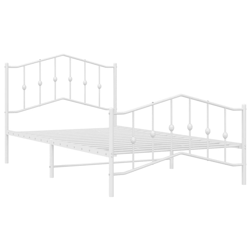 vidaXL Rectangular Powder-Coated Steel Twin Bed Frame in White