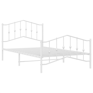vidaXL Rectangular Powder-Coated Steel Twin Bed Frame in White