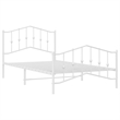 vidaXL Rectangular Powder-Coated Steel Twin Bed Frame in White